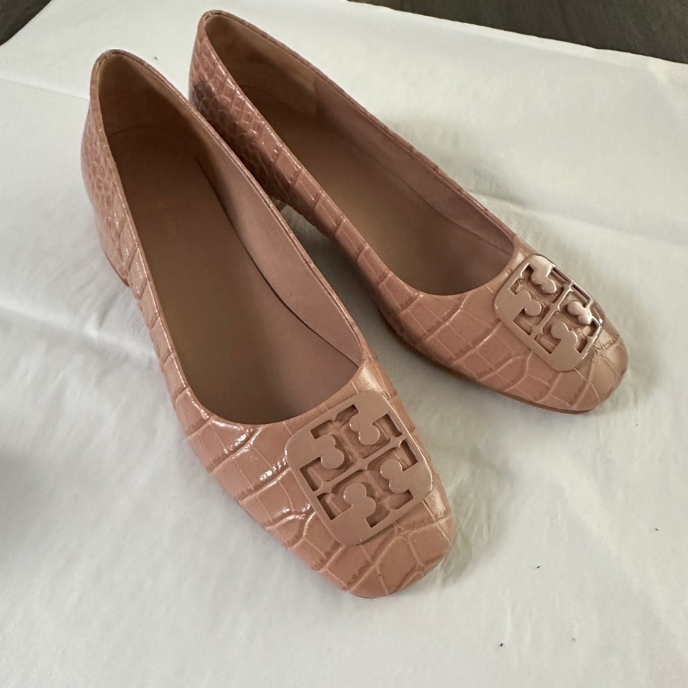 Tory Burch Blush Croc-Embossed Flats
